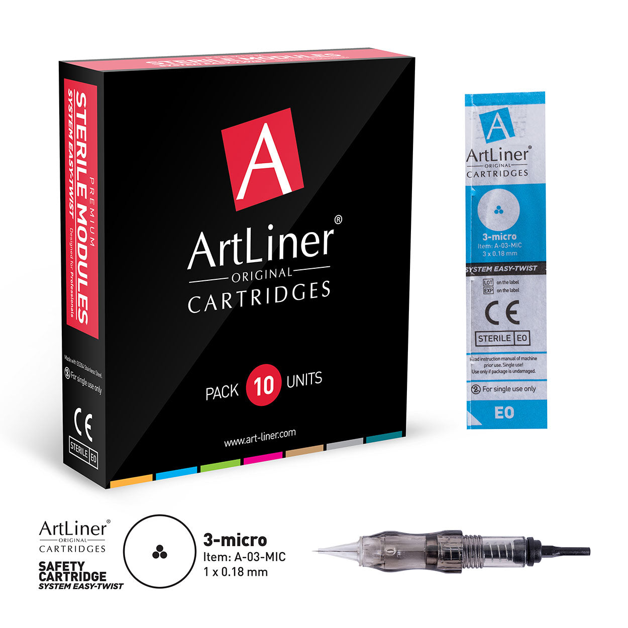 Cartouches d'aiguilles 3 MICRO (0,18 mm) ArtLiner®