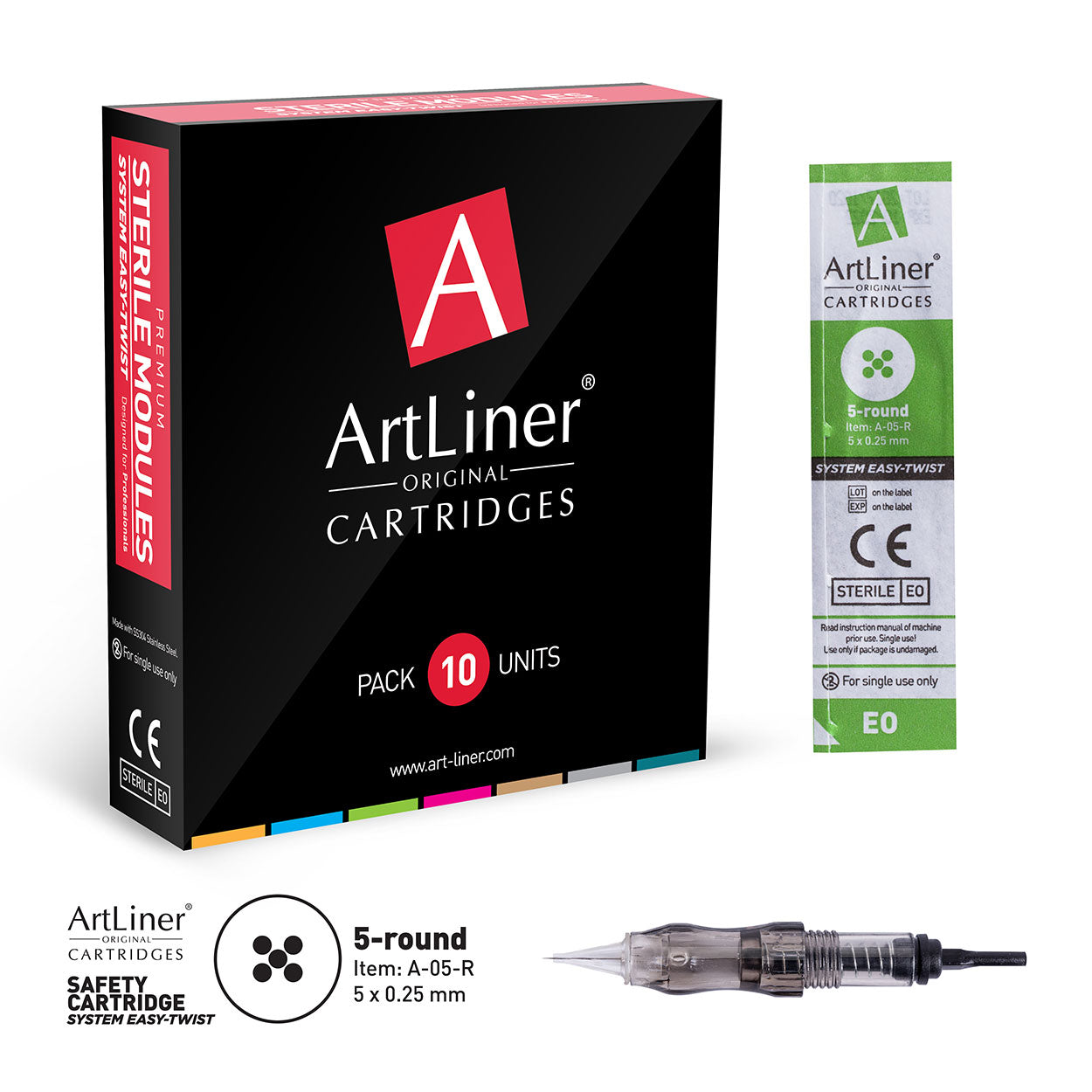 Cartouches d'aiguilles 5-ROUND (0,25 mm) ArtLiner®